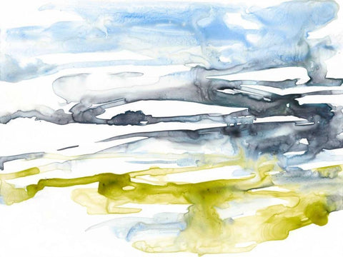 Sweeping Fields I White Modern Wood Framed Art Print with Double Matting by Goldberger, Jennifer