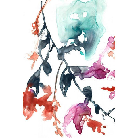 Hanging Fuchsia I Black Modern Wood Framed Art Print with Double Matting by Goldberger, Jennifer