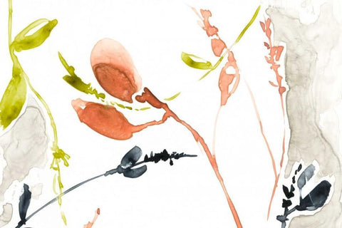 Coral and Navy I White Modern Wood Framed Art Print with Double Matting by Goldberger, Jennifer