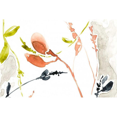 Coral and Navy I Black Modern Wood Framed Art Print with Double Matting by Goldberger, Jennifer