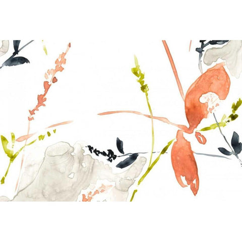 Coral and Navy II Gold Ornate Wood Framed Art Print with Double Matting by Goldberger, Jennifer