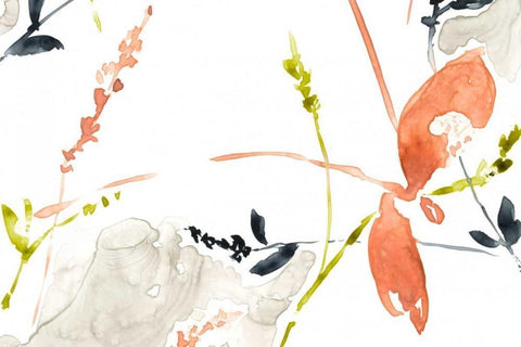 Coral and Navy II Black Ornate Wood Framed Art Print with Double Matting by Goldberger, Jennifer