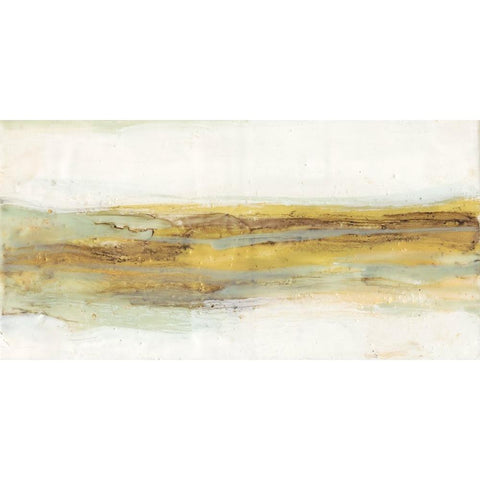 Mint And Ochre Horizon I Black Modern Wood Framed Art Print by Goldberger, Jennifer