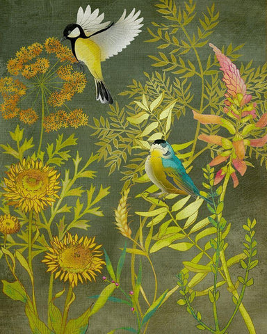 UA CH Birding I White Modern Wood Framed Art Print with Double Matting by Zarris, Chariklia