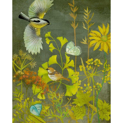 Birding II Gold Ornate Wood Framed Art Print with Double Matting by Zarris, Chariklia