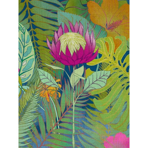 Tropical Tapestry I Black Modern Wood Framed Art Print with Double Matting by Zarris, Chariklia