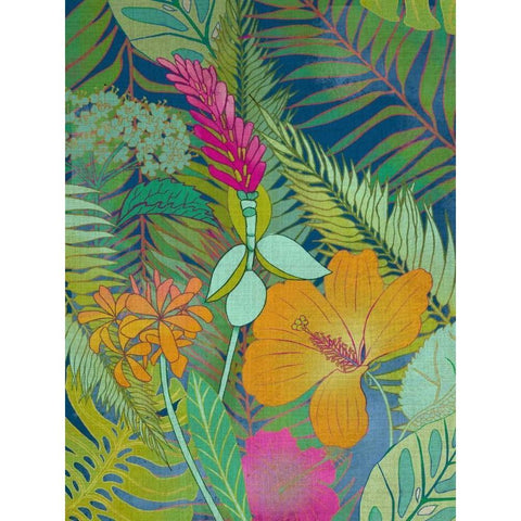 Tropical Tapestry II Black Modern Wood Framed Art Print by Zarris, Chariklia