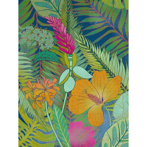 Tropical Tapestry II Black Modern Wood Framed Art Print with Double Matting by Zarris, Chariklia