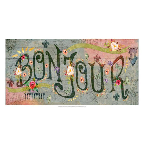 Bonjour Gold Ornate Wood Framed Art Print with Double Matting by Lloyd, Sandy