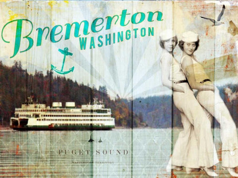 Bremerton Girls White Modern Wood Framed Art Print with Double Matting by Lloyd, Sandy