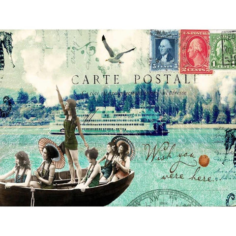 Wish You Were Here White Modern Wood Framed Art Print by Lloyd, Sandy