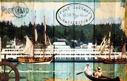 Tall Ships on the Sound White Modern Wood Framed Art Print with Double Matting by Lloyd, Sandy