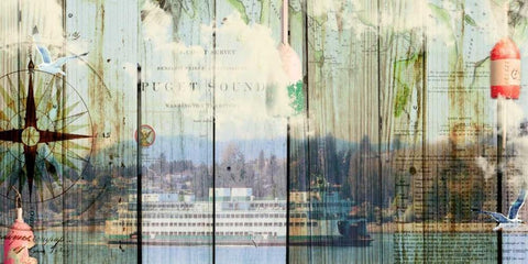 Puget Sound Black Ornate Wood Framed Art Print with Double Matting by Lloyd, Sandy