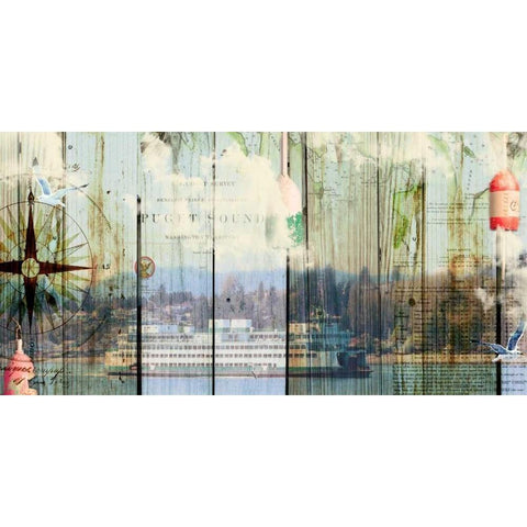 Puget Sound Black Modern Wood Framed Art Print by Lloyd, Sandy