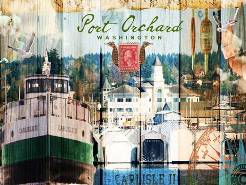 Taste of Port Orchard White Modern Wood Framed Art Print with Double Matting by Lloyd, Sandy