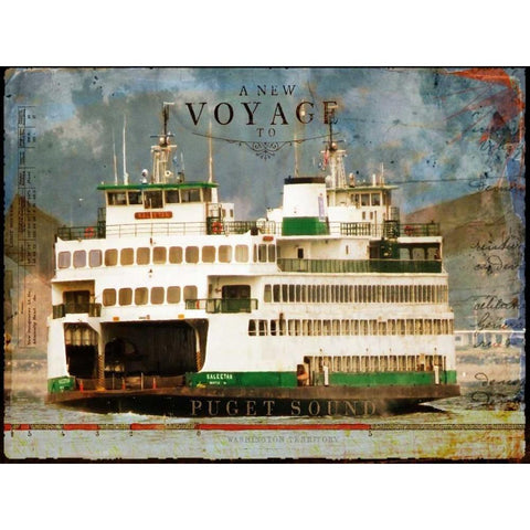 Voyage to Puget Sound Black Modern Wood Framed Art Print by Lloyd, Sandy