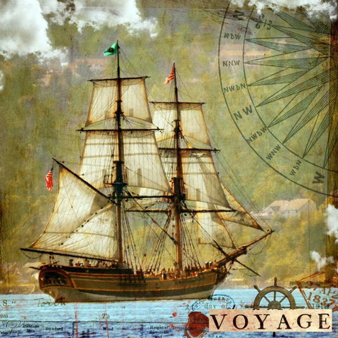 Voyage Black Ornate Wood Framed Art Print with Double Matting by Lloyd, Sandy