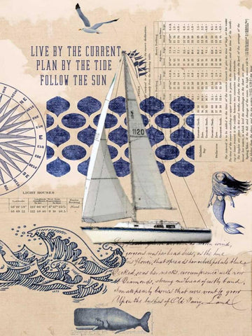 Current Tide Sun White Modern Wood Framed Art Print with Double Matting by Lloyd, Sandy