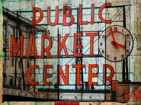 Public Market White Modern Wood Framed Art Print with Double Matting by Lloyd, Sandy