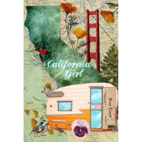 CA Girl Black Modern Wood Framed Art Print by Lloyd, Sandy