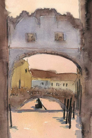 Venice Watercolors VII Black Ornate Wood Framed Art Print with Double Matting by Dixon, Samuel
