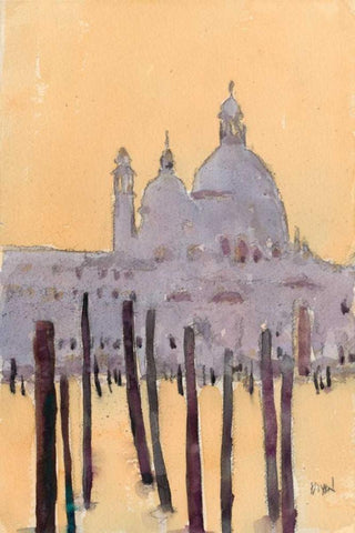 Venice Watercolors VIII White Modern Wood Framed Art Print with Double Matting by Dixon, Samuel