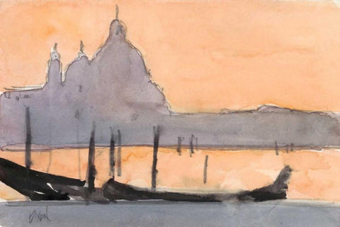 Venice Watercolors X White Modern Wood Framed Art Print with Double Matting by Dixon, Samuel