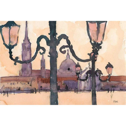 Venice Watercolors XII Black Modern Wood Framed Art Print with Double Matting by Dixon, Samuel