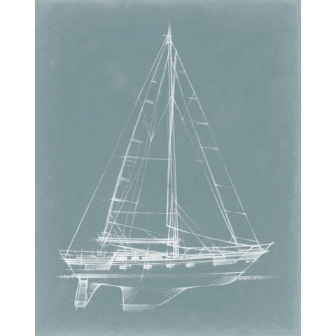 Yacht Sketches II Black Modern Wood Framed Art Print with Double Matting by Harper, Ethan