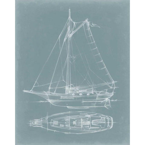 Yacht Sketches IV Gold Ornate Wood Framed Art Print with Double Matting by Harper, Ethan