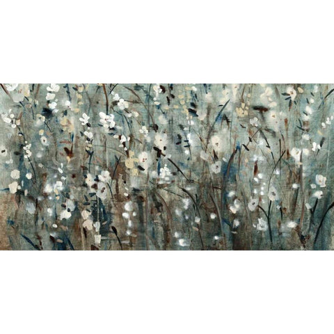 White Blooms with Navy II Gold Ornate Wood Framed Art Print with Double Matting by OToole, Tim