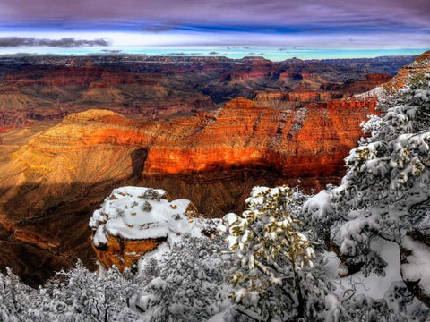 Snowy Grand Canyon IV White Modern Wood Framed Art Print with Double Matting by Drost, David