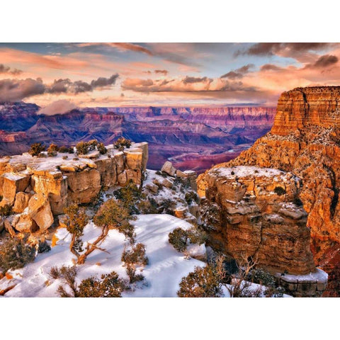Snowy Grand Canyon V White Modern Wood Framed Art Print by Drost, David