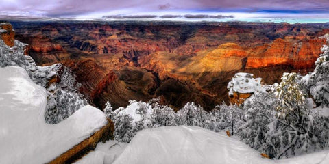 Snowy Grand Canyon VII White Modern Wood Framed Art Print with Double Matting by Drost, David