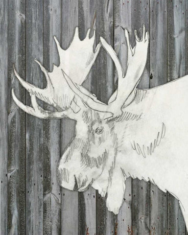 Barnwood Lodge Sketch I White Modern Wood Framed Art Print with Double Matting by Goldberger, Jennifer