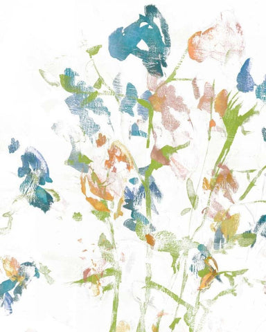 Subtle Flowers I White Modern Wood Framed Art Print with Double Matting by Goldberger, Jennifer