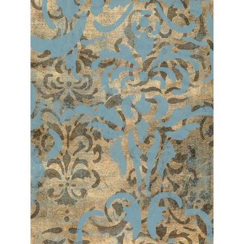 Damask Over Gold II Gold Ornate Wood Framed Art Print with Double Matting by Goldberger, Jennifer