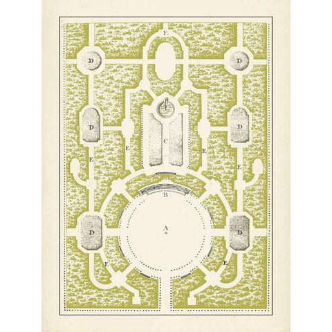 Green Garden Maze I Gold Ornate Wood Framed Art Print with Double Matting by Blondel, J.F.