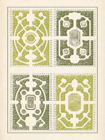 Green Garden Maze II Black Ornate Wood Framed Art Print with Double Matting by Blondel, J.F.