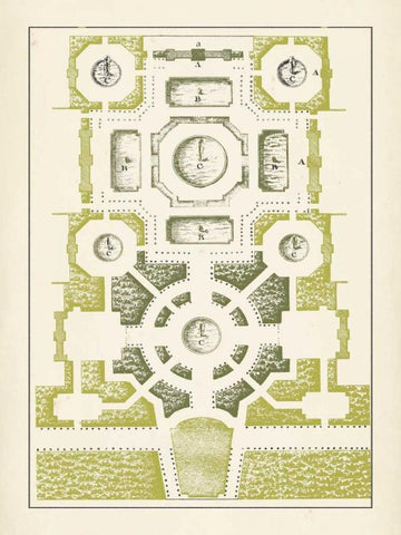 Green Garden Maze III Black Ornate Wood Framed Art Print with Double Matting by Blondel, J.F.