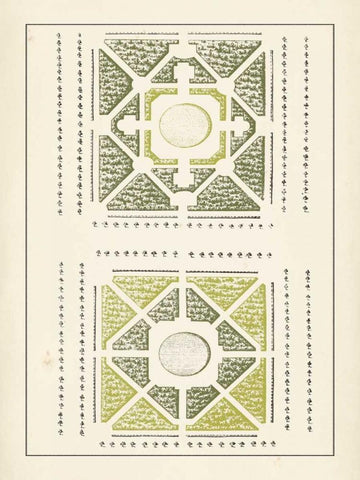 Green Garden Maze IV Black Ornate Wood Framed Art Print with Double Matting by Blondel, J.F.