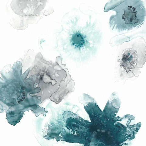 Floating Indigo I White Modern Wood Framed Art Print by Vess, June Erica