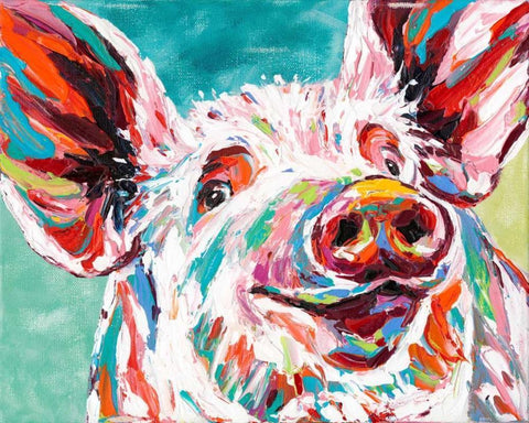 Piggy I White Modern Wood Framed Art Print with Double Matting by Vitaletti, Carolee