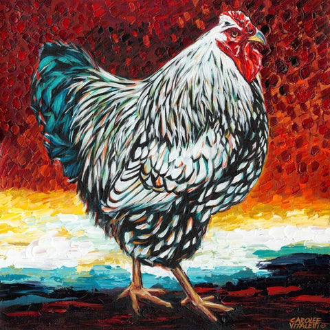 Fancy Chicken I White Modern Wood Framed Art Print with Double Matting by Vitaletti, Carolee