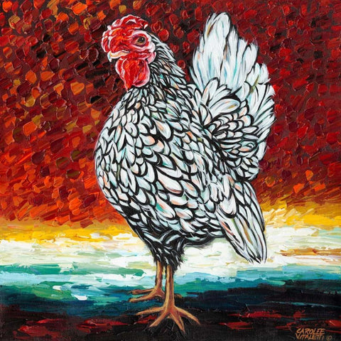 Fancy Chicken II White Modern Wood Framed Art Print with Double Matting by Vitaletti, Carolee