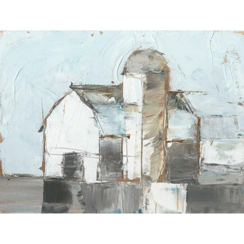 Barn and Silo I White Modern Wood Framed Art Print by Harper, Ethan