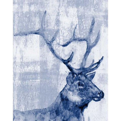 Indigo Elk  Black Modern Wood Framed Art Print by Goldberger, Jennifer