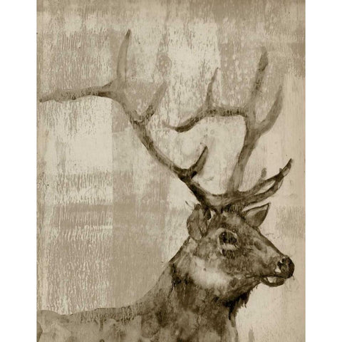 Sepia Elk  White Modern Wood Framed Art Print by Goldberger, Jennifer