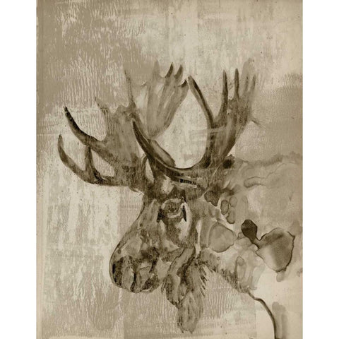 Sepia Moose Gold Ornate Wood Framed Art Print with Double Matting by Goldberger, Jennifer
