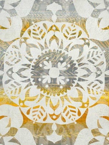 Tapestry Rosette II Black Ornate Wood Framed Art Print with Double Matting by Zarris, Charliklia